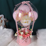 粉紅戴安娜玫瑰透明泡泡氣球禮物盒