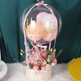 粉紅色愛莎玫瑰花透明泡泡氣球禮物盒