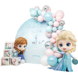 冰雪奇緣主題 Elsa艾莎 & Anna安娜公主女孩生日氣球佈置連背景套餐A ｜上門佈置服務