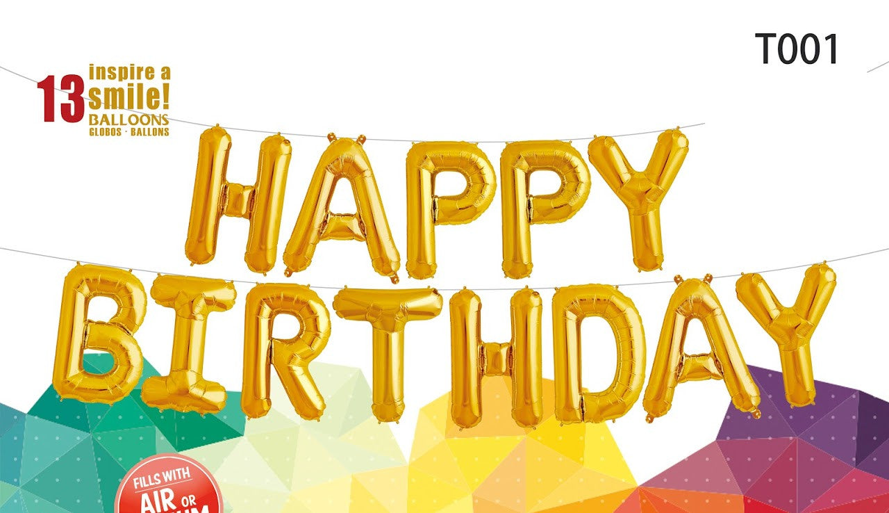 14 inch Happy Birthday 生日快樂主題佈置氣球組合套裝包 (不能升空) - PartyKingdom 派對王國 | 充氫氣球及氦氣罐專門店