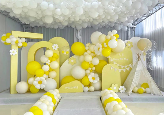 Fresh lemon yellow themed balloon decoration | Lemon Balloon Decoration