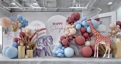 Milk Tea Coffee-colored Animal Forest Theme Baby 100-Day Celebration In-Home Balloon Decoration Package