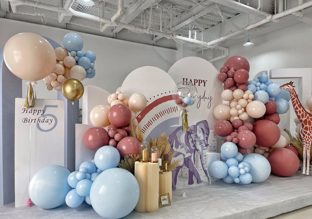 Milk Tea Coffee-colored Animal Forest Theme Baby 100-Day Celebration In-Home Balloon Decoration Package