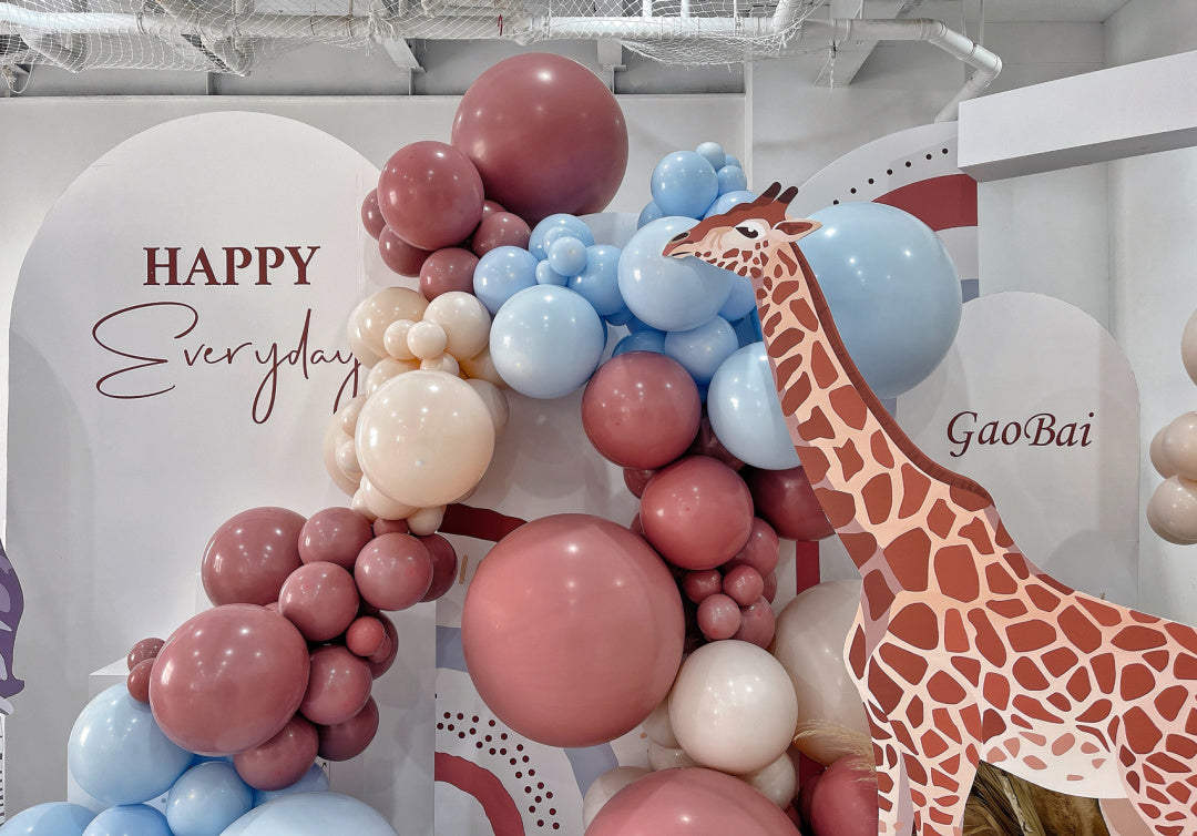 Milk Tea Coffee-colored Animal Forest Theme Baby 100-Day Celebration In-Home Balloon Decoration Package