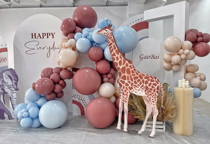 Milk Tea Coffee-colored Animal Forest Theme Baby 100-Day Celebration In-Home Balloon Decoration Package
