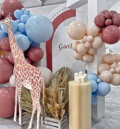 Milk Tea Coffee-colored Animal Forest Theme Baby 100-Day Celebration In-Home Balloon Decoration Package