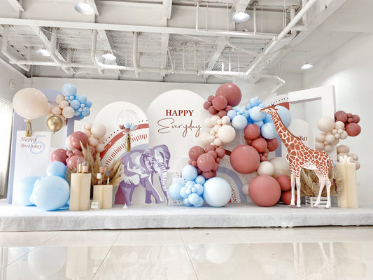 Milk Tea Coffee-colored Animal Forest Theme Baby 100-Day Celebration In-Home Balloon Decoration Package