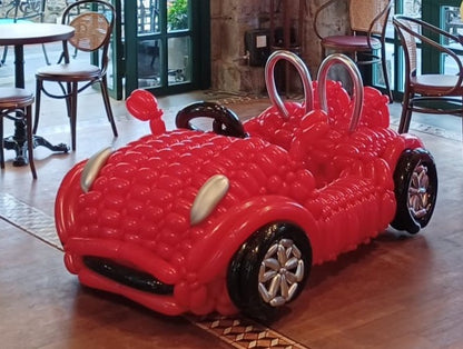 3D立體紅色開篷跑車造型氣球雕塑佈置