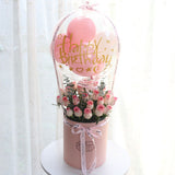 33朵粉紅愛莎玫瑰花透明泡泡氣球禮物盒