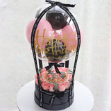 33朵粉紅色戴安娜玫瑰花透明泡泡氣球球禮物盒