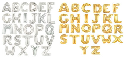 14 inch Foil Alphabet/Letter Balloon (Gold/Sliver) 英文字母鋁氣球 (不能升空) - PartyKingdom 派對王國 | 充氫氣球及氦氣罐專門店