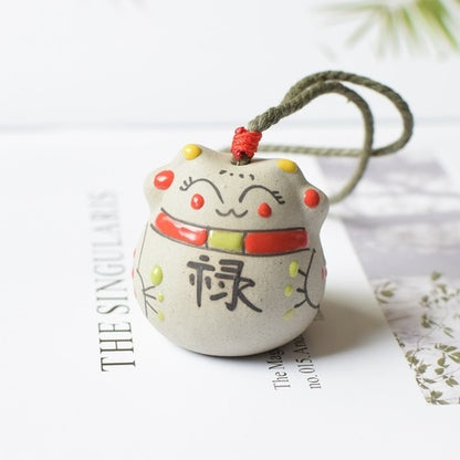 Japanese Style Ceramic Lucky Fortune Cat Bell Wind Chimes Pendant Ornament Windbell Art Crafts Decor Ornaments Gifts 