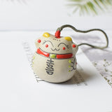 Japanese Style Ceramic Lucky Fortune Cat Bell Wind Chimes Pendant Ornament  Windbell Art Crafts Decor Ornaments Gifts
