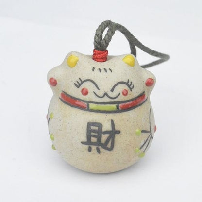 Japanese Style Ceramic Lucky Fortune Cat Bell Wind Chimes Pendant Ornament Windbell Art Crafts Decor Ornaments Gifts 