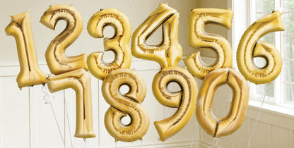 14 inch Foil Number Balloon (Gold/Sliver) 金及銀色數字鋁氣球 (不能升空) - PartyKingdom 派對王國 | 充氫氣球及氦氣罐專門店
