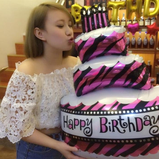 Happy birthday! Birthday cake (pink) Pink happy birthday balloons