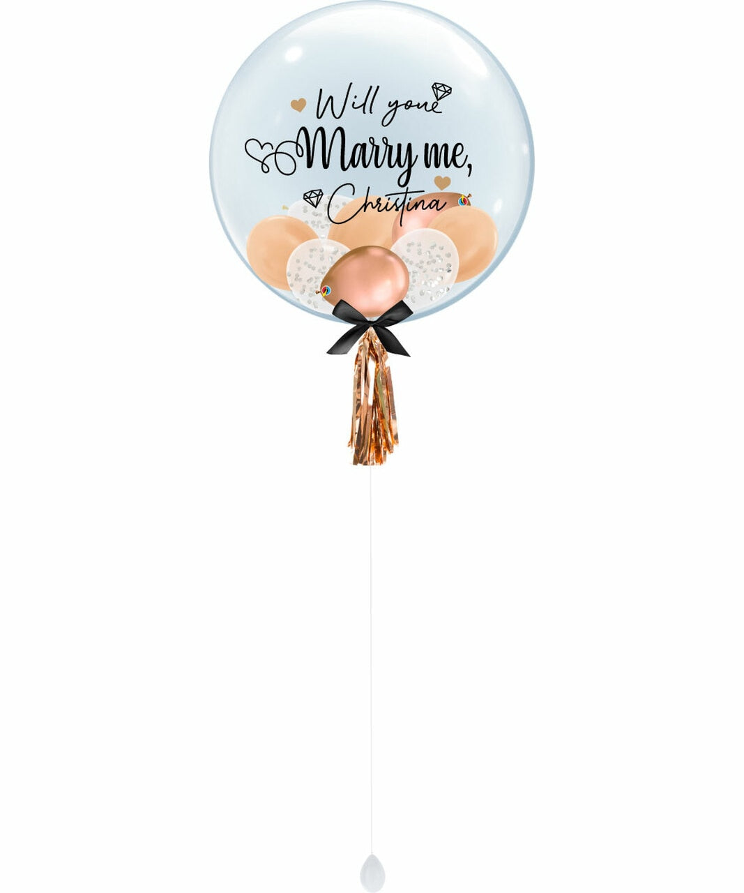 24-inch personalized name "Will You Marry Me?" transparent balloon 